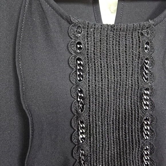 St John Blouse Womens 10 Black Silk Double Georgette Long Sleeve Luxury Preppy - Picture 4 of 13